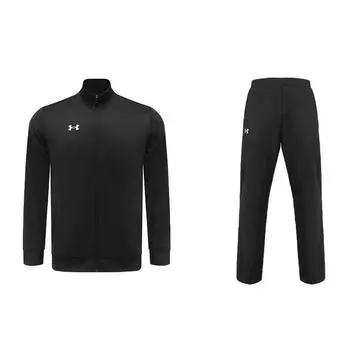 Under Armour Однотонная повседневная спортивная куртка, быстросохнущие спортивные брюки, повседневный спортивный комплект, мужские комплекты, черный цвет 21500437-001+21500737-001 M