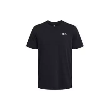 Under Armour Однотонная повседневная тренировочная футболка с коротким рукавом и вышитым логотипом, мужские топы, черная 1382902-001 S