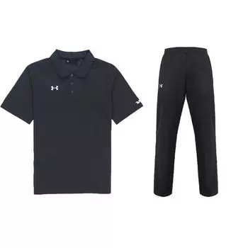 Under Armour Однотонная повседневная тренировочная рубашка-поло, быстросохнущие спортивные брюки, комплект для мужчин, темно-серый 21500537-010+21500737-001 XL