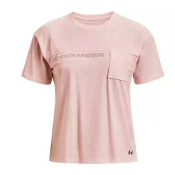 Under Armour однотонная спортивная фитнес-тренировка свободная быстросохнущая футболка с круглым вырезом и короткими рукавами женские топы розовые 1365850-685 M