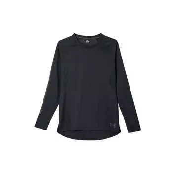 Under Armour Однотонная спортивная футболка для бега и фитнеса с круглым вырезом, повседневная дышащая футболка с длинным рукавом, мужские топы, черная 1374328-001 M