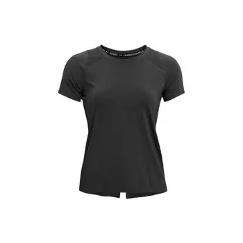 Under Armour Однотонная спортивная футболка с круглым вырезом и реглан для бега, женская, черная 1361926-010 L