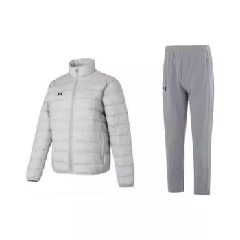 Under Armour Однотонная стеганая куртка с воротником-стойкой, дышащие трикотажные спортивные брюки, повседневный спортивный комплект 23600804-009+23600703-014 XL