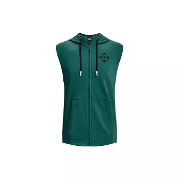 Under Armour Однотонная Толстовка с Молнией Без Рукавов Мужская Зеленая 1377434-722 XXL
