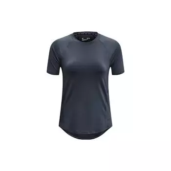 Under Armour Однотонная тренировочная спортивная повседневная футболка Rush Series с короткими рукавами и круглым вырезом с принтом, женские топы, темно-серый 1368178-044 S