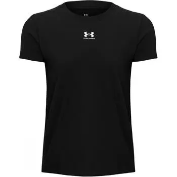 Under Armour Однотонная удобная футболка с круглым вырезом и коротким рукавом, женские топы, черный цвет 1383683-001 M