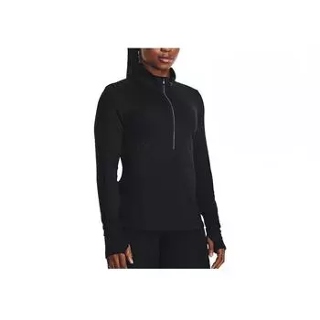 Under Armour Однотонная женская футболка на молнии для бега, спортивная, облегающая, с воротником-стойкой, длинным рукавом, черная 1379349-001 L