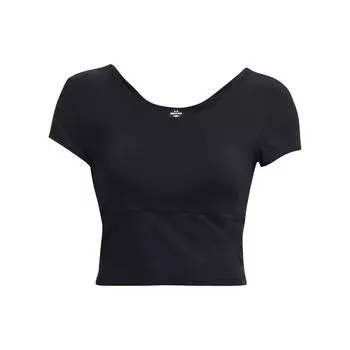 Under Armour Однотонная женская футболка с круглым вырезом и коротким рукавом, черная 1379156-001 L