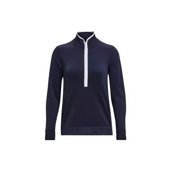 Under Armour Однотонная женская футболка с воротником-стойкой и полумолнией, с длинным рукавом, темно-синего цвета 1382923-410 L