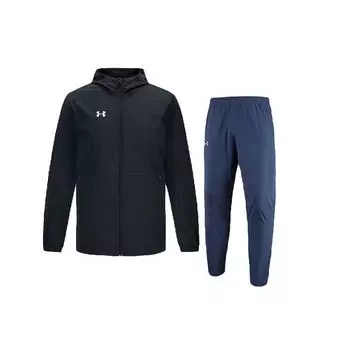 Under Armour Однотонные длинные брюки со средней талией, куртка с капюшоном и длинными рукавами, повседневный спортивный костюм, мужской костюм 21600411-001+22500706-408 XL