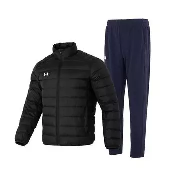 Under Armour Однотонные дышащие трикотажные спортивные брюки, повседневный спортивный комплект, мужские комплекты 23600804-001+23600703-409 M
