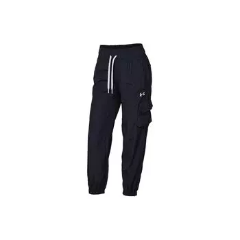 Under Armour Однотонные повседневные трикотажные спортивные брюки средней посадки для женщин, черные 1388066-001 M