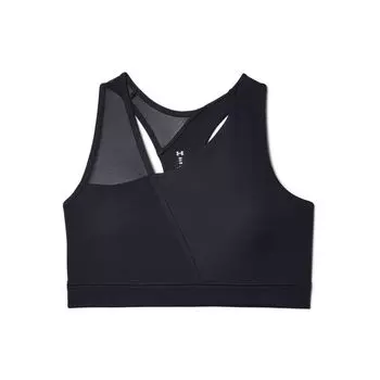 Under Armour Однотонный асимметричный спортивный бюстгальтер с глубоким вырезом, женское нижнее белье, черный 1328810-001 XS