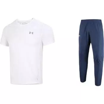 Under Armour Однотонный цветной логотип, быстросохнущий дышащий повседневный спортивный костюм, мужские костюмы 1369743-100+22500706-408 L