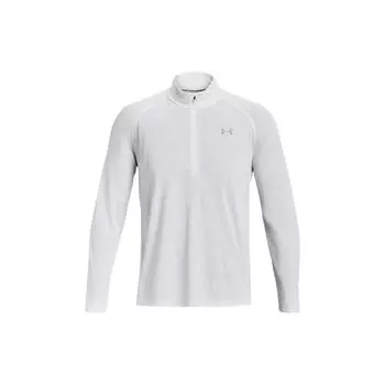 Under Armour Однотонный дышащий свитер с круглым вырезом на молнии 1/2 для бега, футболка с длинным рукавом и регланами, мужские топы, белый цвет 1361474-100 3XL