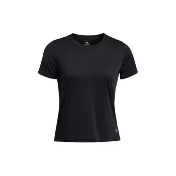 Under Armour Однотонный фирменный логотип с круглым вырезом, повседневный пуловер, короткий рукав, женская футболка, черная 1382434-001 S