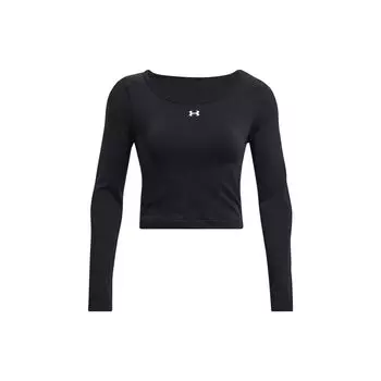 Under Armour Однотонный короткий рукав облегающий круглый вырез толстовка женская топы черный 1379150-001 L