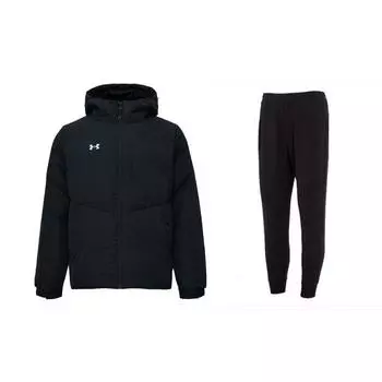 Under Armour Однотонный короткий толстый теплый пуховик с капюшоном и средней талией, повседневный трикотажный спортивный комплект из брюк 23600801-001+23600704-001 M