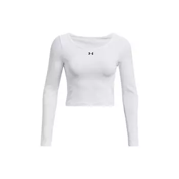 Under Armour Однотонный облегающий свитер с круглым вырезом и длинным рукавом, женская толстовка, белый цвет 1379150-100 S