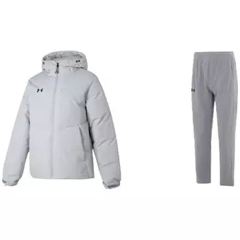 Under Armour Однотонный повседневный комплект с капюшоном и длинными рукавами, спортивные штаны, мужские комплекты 23600801-009+23600703-014 M