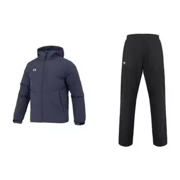 Under Armour Однотонный повседневный пуховик с капюшоном и длинными рукавами, тренировочный спортивный быстросохнущий повседневный спортивный костюм со шнурком 23600801-013+21500737-001 M