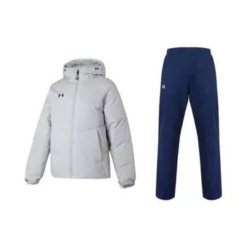 Under Armour Однотонный повседневный пуховик с капюшоном и длинными рукавами, тренировочный спортивный быстросохнущий повседневный спортивный костюм со шнурком 23600801-009+21500737-408 M