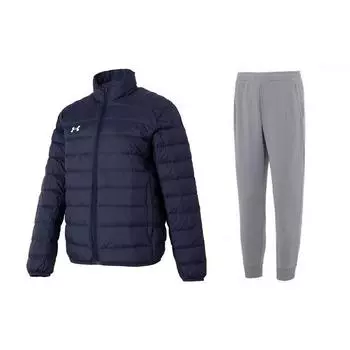 Under Armour Однотонный повседневный пуховик с воротником-стойкой, дышащий повседневный трикотажный спортивный комплект из брюк 23600804-409+23600704-014 XL