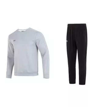 Under Armour однотонный повседневный пуловер с капюшоном, прямой спортивный комплект для отдыха, мужские толстовки с капюшоном, серый, черный 22600303-011+23600703-001 XL
