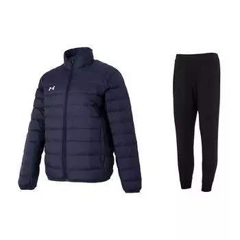 Under Armour Однотонный повседневный стеганый пуховик со стоячим воротником и средней посадкой, дышащий повседневный трикотажный спортивный комплект из брюк 23600804-409+23600704-001 XL