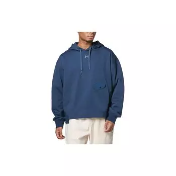 Under Armour Однотонный повседневный свободный свитер с капюшоном, длинный рукав, мужская толстовка, синяя 1387974-044 XL