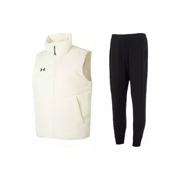 Under Armour Однотонный повседневный жилет для бега на открытом воздухе, дышащий повседневный трикотажный спортивный комплект из брюк, унисекс, спортивная одежда 23600803-101+23600704-001 3XL