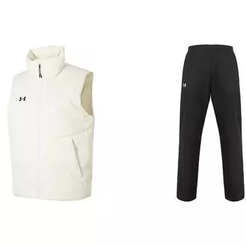 Under Armour Однотонный повседневный жилет-пуховик с трикотажными спортивными штанами на шнурке, повседневный спортивный комплект для мужчин 23600803-101+21500737-001 3XL