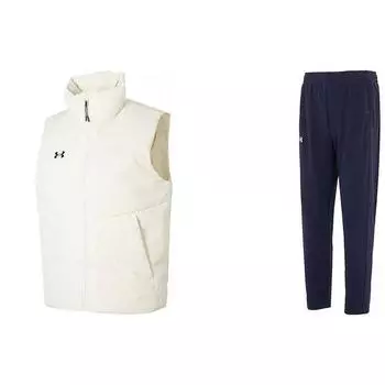 Under Armour Однотонный повседневный жилет с воротником-стойкой, дышащие трикотажные спортивные брюки, повседневный спортивный комплект для мужчин 23600803-101+23600703-409 3XL