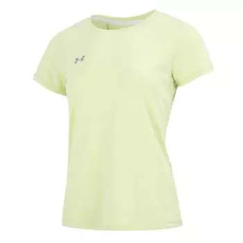 Under Armour Однотонный спортивный фитнес-пуловер с круглым вырезом и коротким рукавом, женские топы желто-зеленого цвета 23500508-321 S