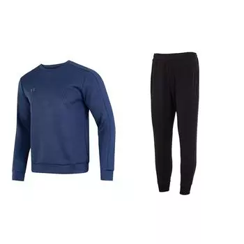 Under Armour Однотонный свитер с круглым вырезом и прямые повседневные брюки спортивный костюм мужской свитер, брюки синий 22600303-408+23600704-001 L