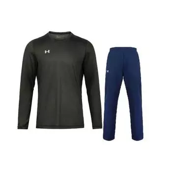 Under Armour Однотонный свитер с круглым вырезом и длинными рукавами, прямые брюки со средней талией, повседневный спортивный комплект для мужчин 22600307-011+21500737-408 M