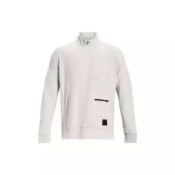 Under Armour однотонный свитер с воротником-стойкой на молнии с длинным рукавом и капюшоном для мужчин, белые 1382115-114 XL