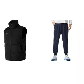 Under Armour Однотонный воротник-стойка для бега на открытом воздухе повседневный жилет для бега трикотажный спортивный костюм для мужчин 23600803-001+23600704-409 XXXXL