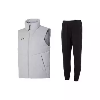 Under Armour однотонный воротник-стойка для бега на открытом воздухе повседневный пуховый жилет дышащий повседневный трикотажный спортивный комплект из брюк 23600803-009+23600704-001 S