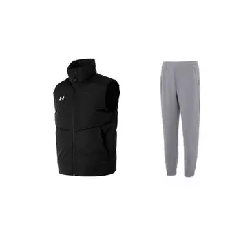Under Armour Однотонный воротник-стойка для бега на открытом воздухе, повседневный жилет из дышащего трикотажного спортивного трикотажа 23600803-001+23600704-014 M