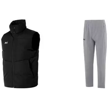 Under Armour Однотонный воротник-стойка, повседневный жилет для улицы, трикотажные спортивные брюки, комплект для мужчин 23600803-001+23600703-014 XL