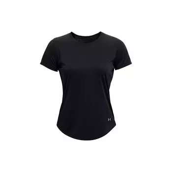 Under Armour Однотонный вышитый логотип, круглый вырез, свитер, короткий рукав, футболка, женские топы, черный цвет 1369760-001 XS