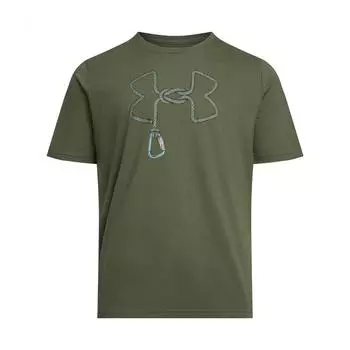 Under Armour Outdoor Branded SS25 Mens Outdoor Sports Series Rope Logo Round Neck Versatile Short Sleeve T-Shirt Men Tops Dark-Green 1390223-390 M