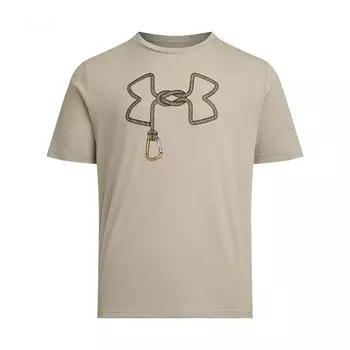 Under Armour Outdoor Branded SS25 Mens Outdoor Sports Series Rope Logo Round Neck Versatile Short Sleeve T-Shirt Men Tops Urban-Khaki 1390223-299 2XL