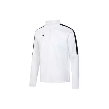 Under Armour Печатный логотип с воротником-стойкой и полумолнией для тренировок с длинными рукавами Мужские топы Белые 22600301-100