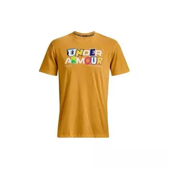 Under Armour Письменный принт с круглым вырезом Пуловер с короткими рукавами Мужские топы Оранжевый 1373999-782 L