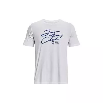 Under Armour Письменный принт с круглым вырезом Спортивный пуловер с коротким рукавом Футболка Мужские топы Белые 1376835-100 XL