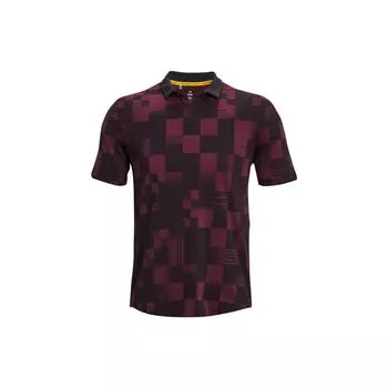 Under Armour Plaid Polo Collar Straight Short Sleeve Polo Shirt Men tops Burgundy 1379734-600 M