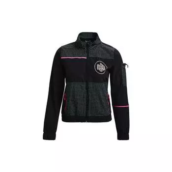 Under Armour Plaid Running Sports Stand Collar Jacket Women Jacket Black 1370343-001 XS