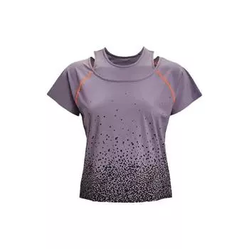 Under Armour Полая Элементная Принтованная Тренировочная Прямая Футболка Женские Топы Серо-Фиолетовый 1365284-033 M